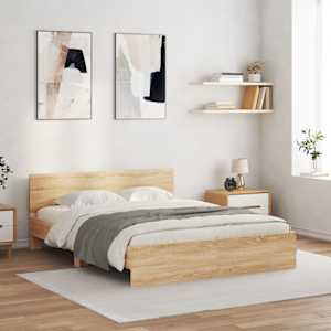 Rám postele s čelem a LED osvětlením dub sonoma 150 x 200 cm - obrázek 1