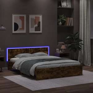 Rám postele s čelem a LED osvětlením kouřový dub 150 x 200 cm - obrázek 3