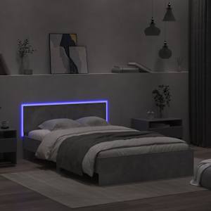 Rám postele s čelem a LED osvětlením betonově šedý 135 x 190 cm - obrázek 3