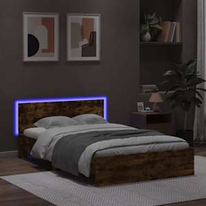 Rám postele s čelem a LED osvětlením kouřový dub 135 x 190 cm - obrázek 3