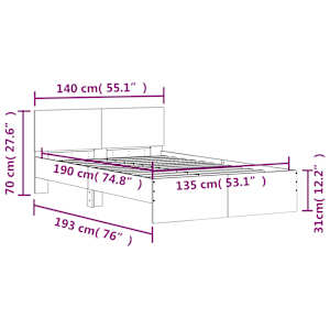 Rám postele s čelem a LED osvětlením šedý sonoma 135 x 190 cm - obrázek 15