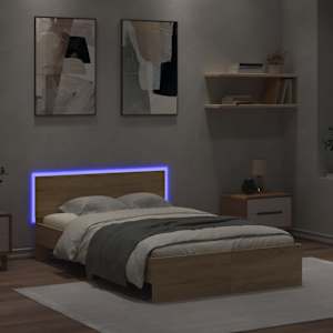 Rám postele s čelem a LED osvětlením dub sonoma 120 x 190 cm - obrázek 3
