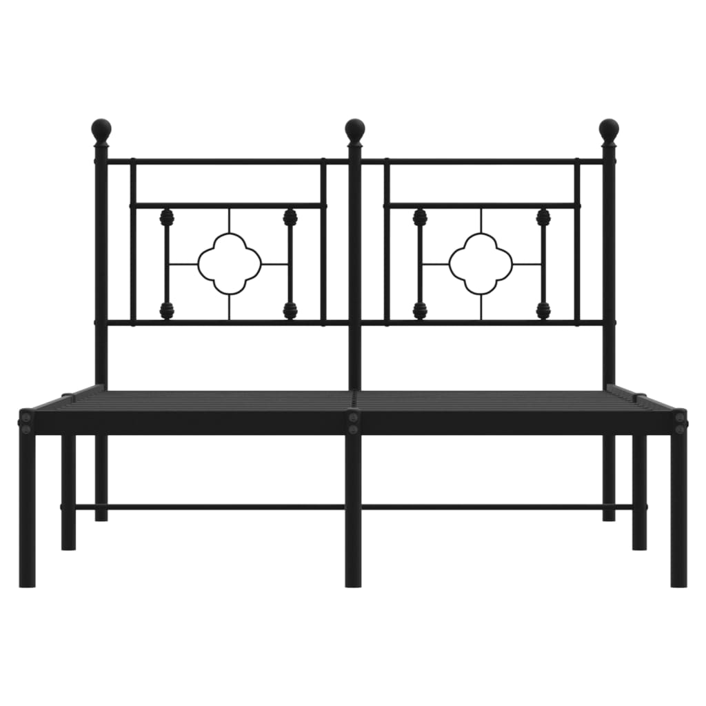 Cadre De Lit Métal 120x190 Cm Avec Tête Et Pied - Noir, Sommier Inclus | Idéal Chambre Enfant, Adolescent, Dortoir | Espace Rangement Dessous