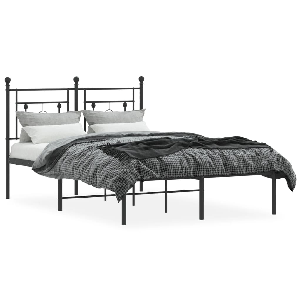 vidaXL Bedframe met hoofdbord metaal zwart 120x200 cm afbeelding