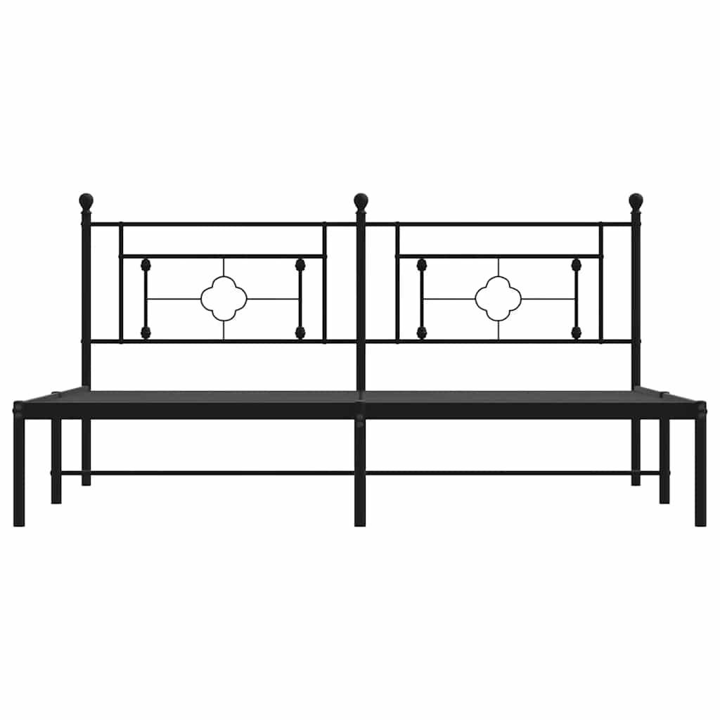 vidaXL Bedframe met hoofdbord metaal zwart 183x213 cm, foto 4