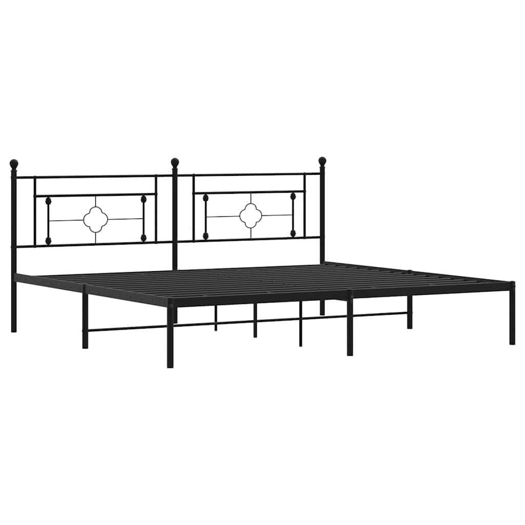 vidaXL Bedframe met hoofdbord metaal zwart 193x203 cm afbeelding