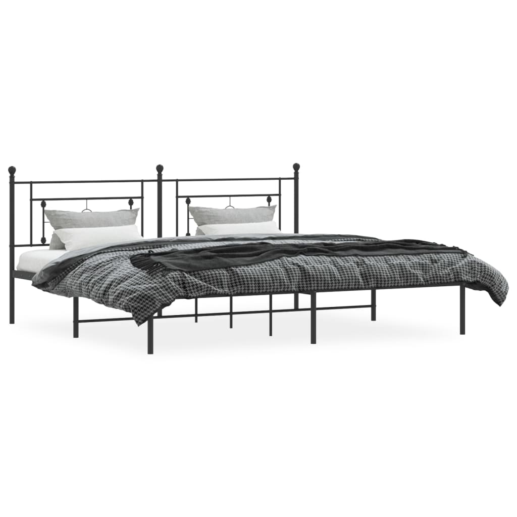 vidaXL Bedframe met hoofdbord metaal zwart 200x200 cm, foto 2