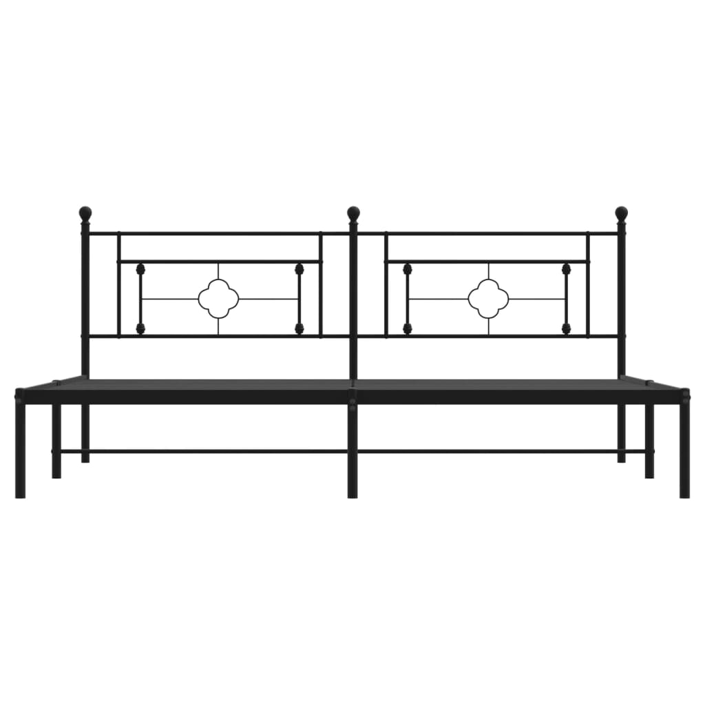 vidaXL Bedframe met hoofdbord metaal zwart 200x200 cm, foto 4