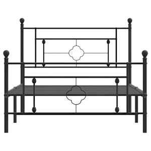 Kovový rám postele s hlavovým a nožním čelem černý 107 x 203 cm - obrázek 5