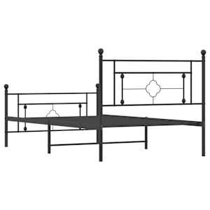 Kovový rám postele s hlavovým a nožním čelem černý 107 x 203 cm - obrázek 7