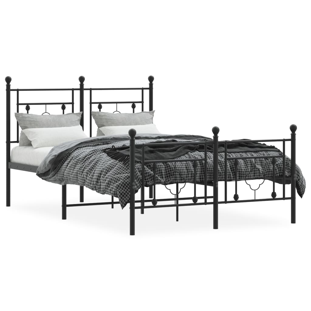 vidaXL Bedframe met hoofd- en voeteneinde metaal zwart 120x190 cm afbeelding