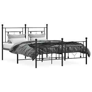 Kovový rám postele s hlavovým a nožním čelem černý 135 x 190 cm - obrázek 3