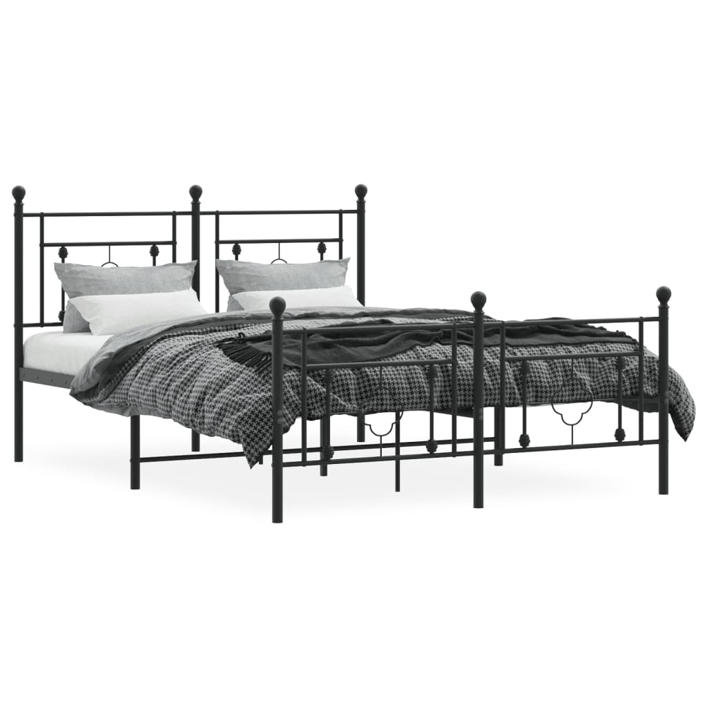 vidaXL Bedframe met hoofd- en voeteneinde metaal zwart 140x190 cm afbeelding