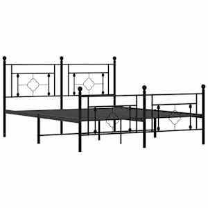 Kovový rám postele s hlavovým a nožním čelem černý 150 x 200 cm - obrázek 4