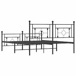 Kovový rám postele s hlavovým a nožním čelem černý 150 x 200 cm - obrázek 8