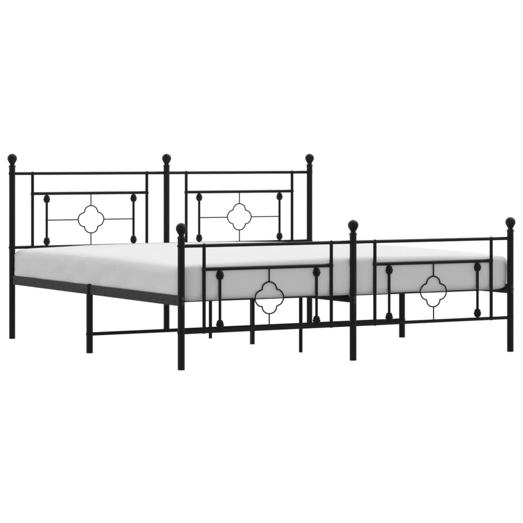 vidaXL Bedframe met hoofd- en voeteneinde metaal zwart 183x213 cm, foto 3