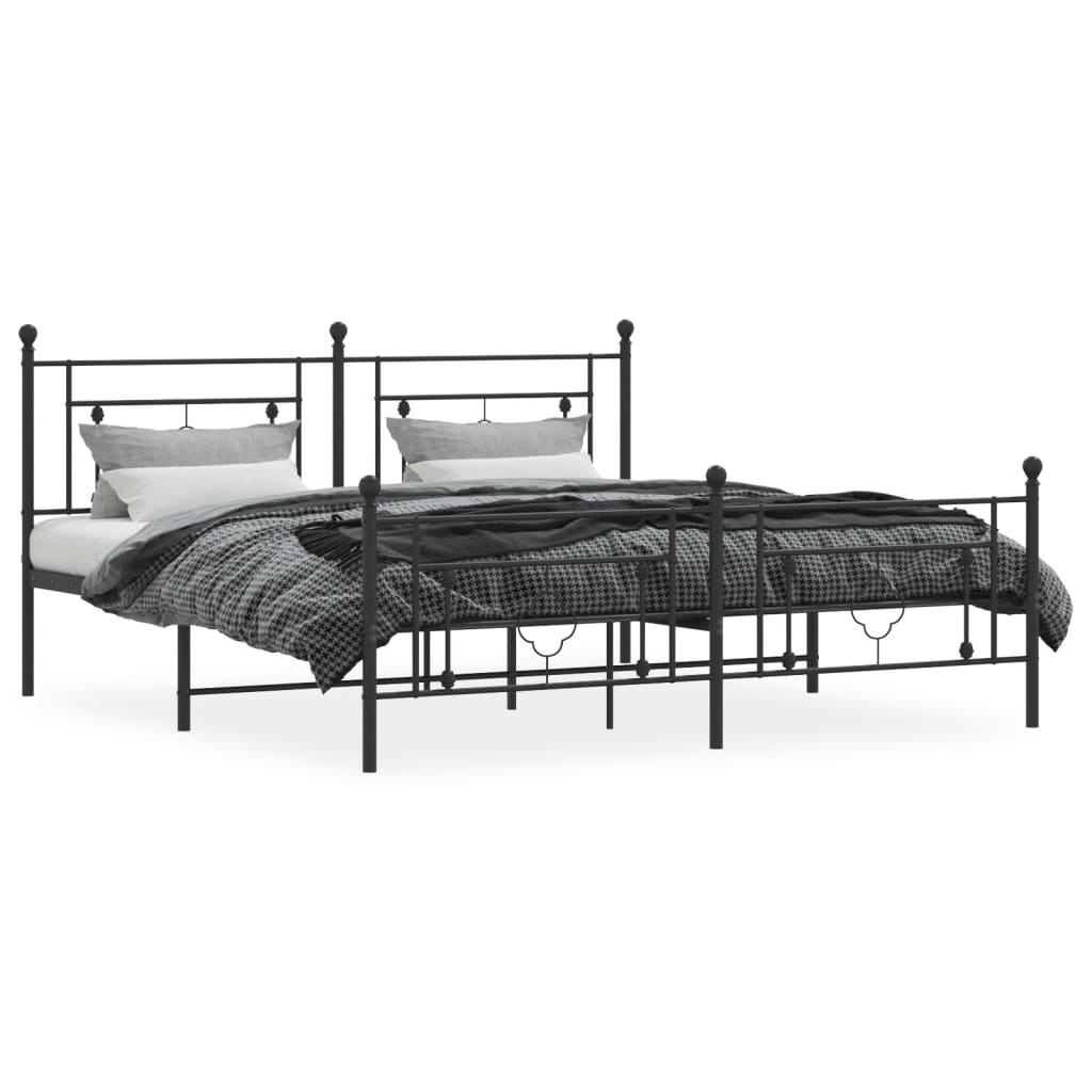 vidaXL Bedframe met hoofd- en voeteneinde metaal zwart 183x213 cm afbeelding