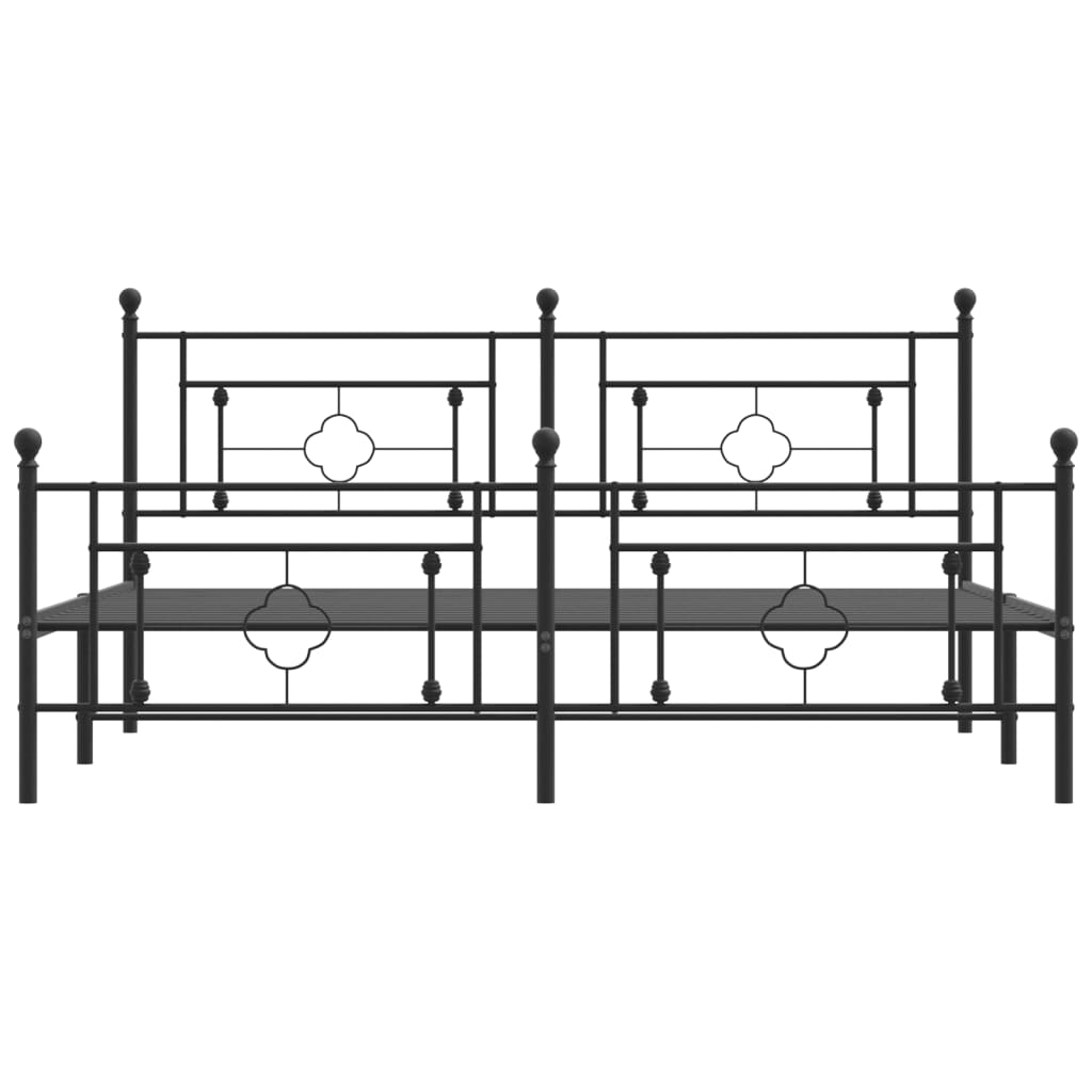 vidaXL Bedframe met hoofd- en voeteneinde metaal zwart 183x213 cm, foto 4