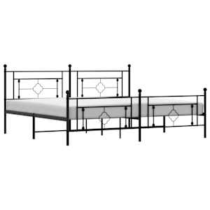 Kovový rám postele s hlavovým a nožním čelem černý 200 x 200 cm - obrázek 2