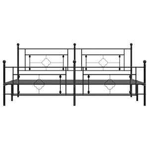 Kovový rám postele s hlavovým a nožním čelem černý 200 x 200 cm - obrázek 5