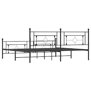 Kovový rám postele s hlavovým a nožním čelem černý 200 x 200 cm - obrázek 7