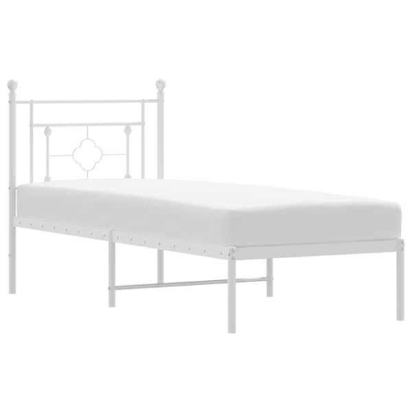 vidaXL metallist voodiraam peatsiga, ilma madratsita, valge, 75x190 cm
