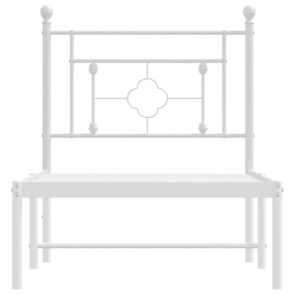 vidaXL Bedframe met hoofdbord zonder matras metaal wit 75x190 cm, foto 4