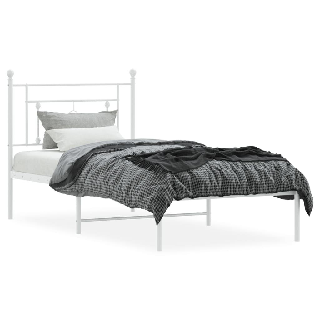vidaXL fehér fém ágykeret fejtámlával 90x200 cm