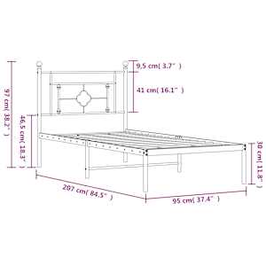 Kovový rám postele s čelem bílý 90 x 200 cm - obrázek 11