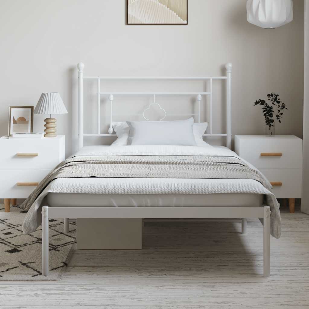vidaXL Bedframe met hoofdbord metaal wit 100x200 cm afbeelding