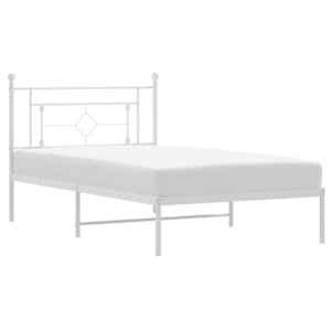 Kovový rám postele s čelem bílý 107 x 203 cm - obrázek 2
