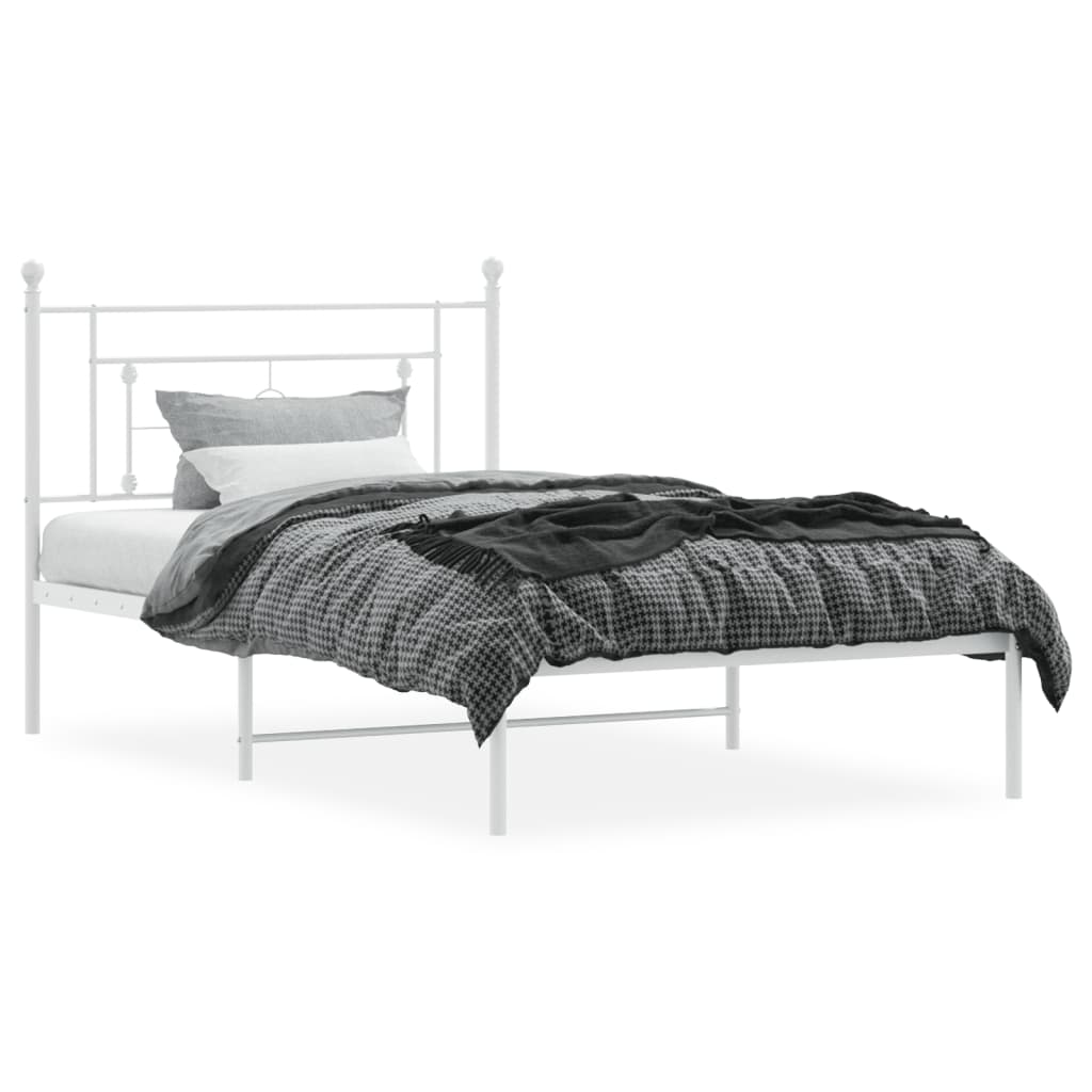 vidaXL Bedframe met hoofdbord metaal wit 107x203 cm afbeelding