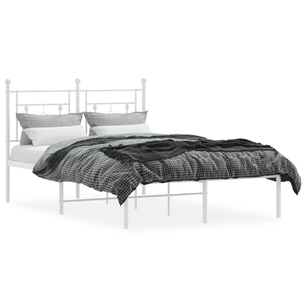 vidaXL Bedframe met hoofdbord metaal wit 120x190 cm afbeelding
