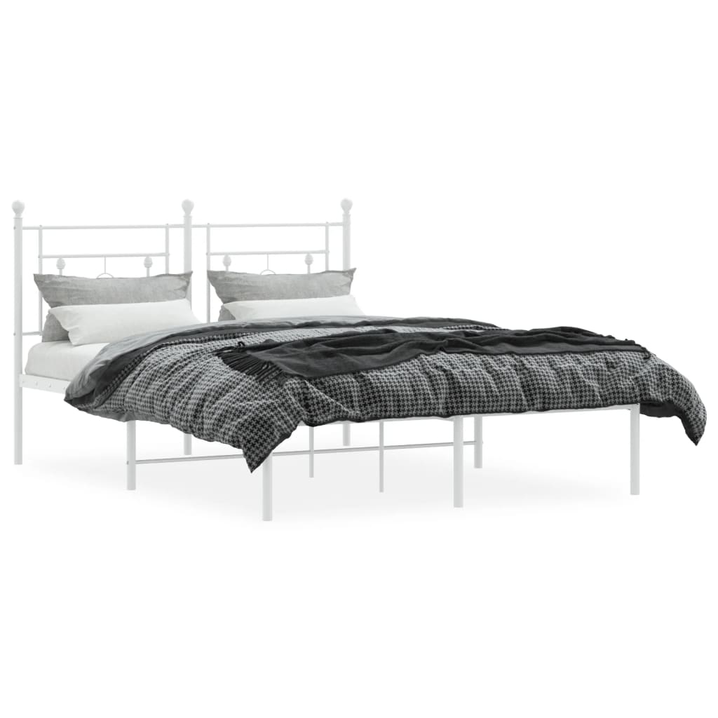 vidaXL Bedframe met hoofdbord metaal wit 140x190 cm afbeelding