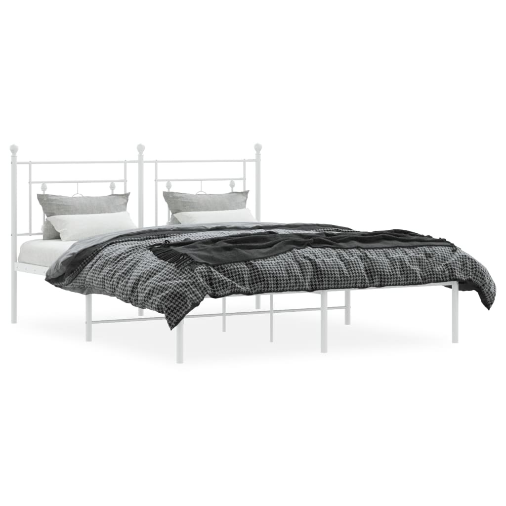 vidaXL Bedframe met hoofdbord metaal wit 160x200 cm afbeelding
