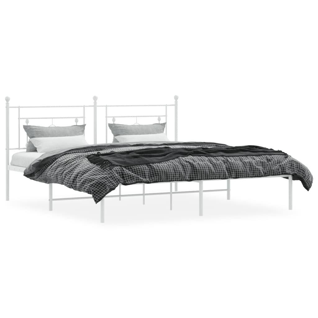 vidaXL Bedframe met hoofdbord metaal wit 180x200 cm afbeelding