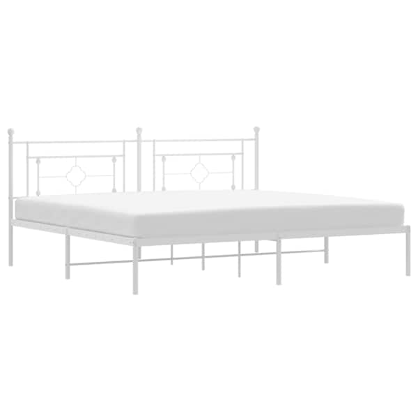 vidaXL metallist voodiraam peatsiga, valge, 193x203 cm