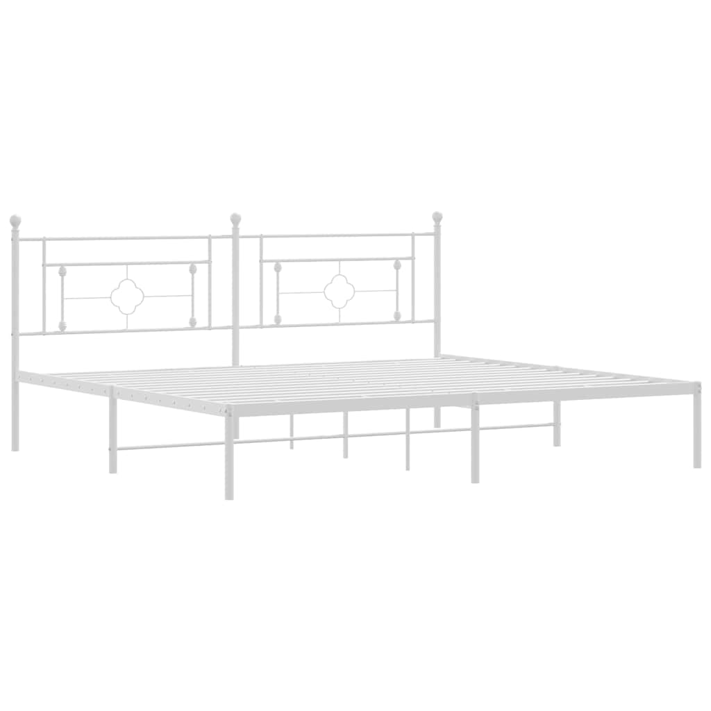 vidaXL Bedframe met hoofdbord metaal wit 193x203 cm, foto 4