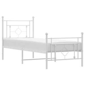Kovový rám postele s hlavovým a nožním čelem bílý 75 x 190 cm - obrázek 2