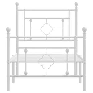 Kovový rám postele s hlavovým a nožním čelem bílý 75 x 190 cm - obrázek 5