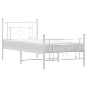 Kovový rám postele s hlavovým a nožním čelem bílý 100 x 200 cm - obrázek 2
