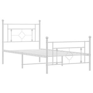 Kovový rám postele s hlavovým a nožním čelem bílý 100 x 200 cm - obrázek 4