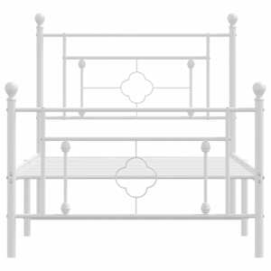 Kovový rám postele s hlavovým a nožním čelem bílý 100 x 200 cm - obrázek 6