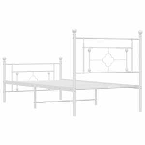 Kovový rám postele s hlavovým a nožním čelem bílý 100 x 200 cm - obrázek 8