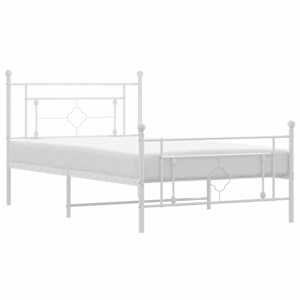 Kovový rám postele s hlavovým a nožním čelem bílý 107 x 203 cm - obrázek 2