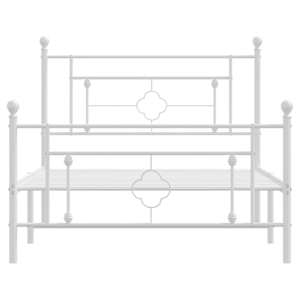 Kovový rám postele s hlavovým a nožním čelem bílý 107 x 203 cm - obrázek 5