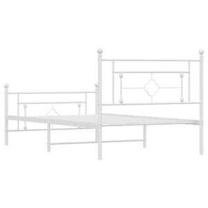 Kovový rám postele s hlavovým a nožním čelem bílý 107 x 203 cm - obrázek 7