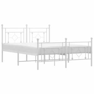 Kovový rám postele s hlavovým a nožním čelem bílý 135 x 190 cm - obrázek 2