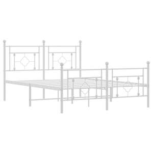 Kovový rám postele s hlavovým a nožním čelem bílý 135 x 190 cm - obrázek 4