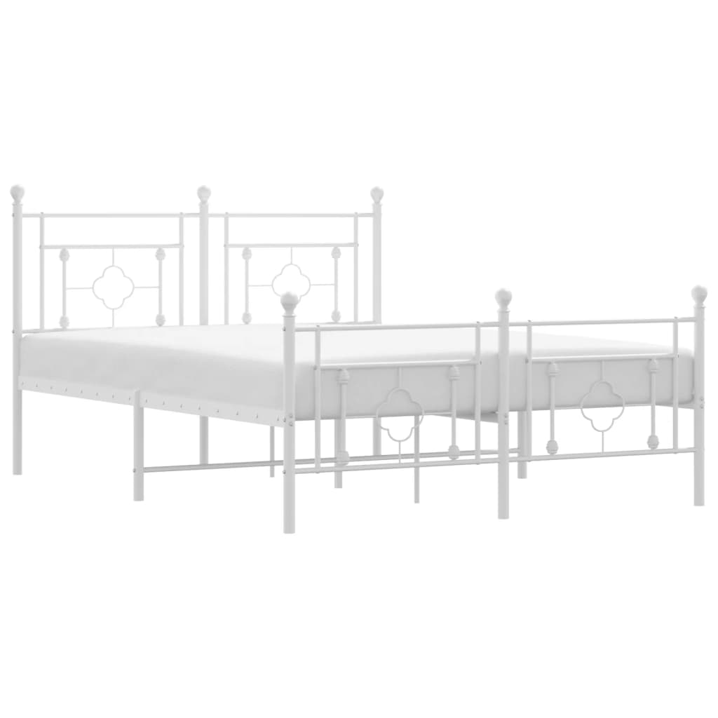 vidaXL Cadru de pat metalic cu tăblie de cap/picioare, alb, 140x190 cm